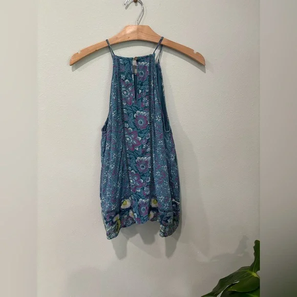 Anthropologie | Teal and Magenta Floral Tank | Size 2 - Picture 3 of 4